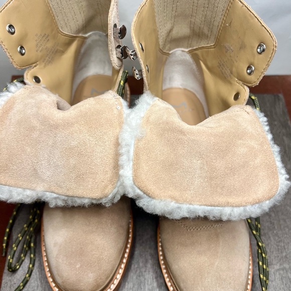 Marc Fisher Shearling Lace-Up Hiker Boots • Suede Lug Sole • Tan • Women’s 7M - Picture 10 of 11